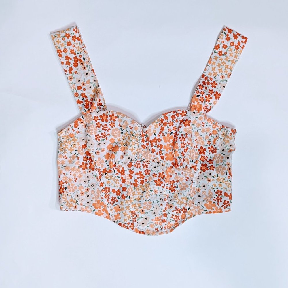 Shein Orange Floral Crop Tank